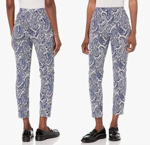 Diane Von Furstenberg | Paisley Mid Rise Skinny Pants | Blue Cream | *Est Sz XS